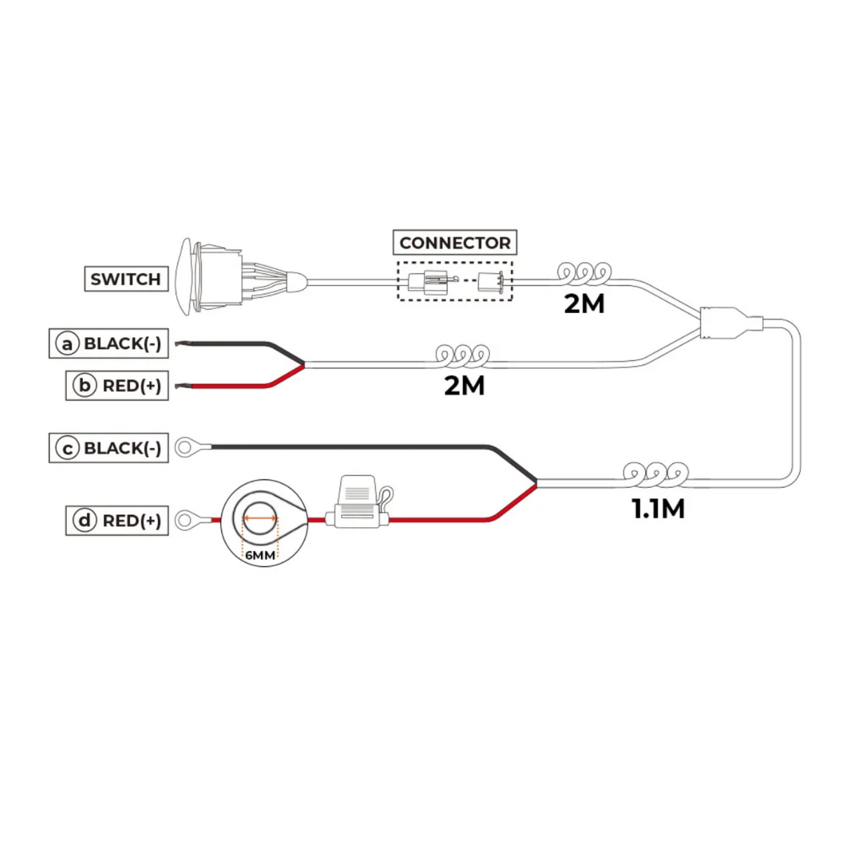 ChodeLights™ Rocker Switch with Blade Fuse Harness